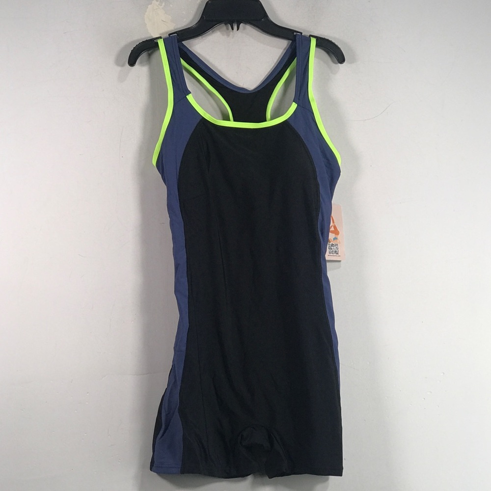 Charmo One Piece Athletic Swimsuit, Women's Size M - Navy/Black